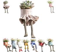 Générique Pot À Succulentes en Forme De Jambe Humaine Assise, Décoration Créative Suspendue pour Succulentes, Joli Pot De Fleurs en Forme De Jambe Suspendue, Pots À Cactus Originaux Et Insolites (A)