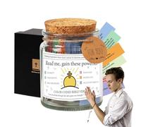 Générique Pot avec versets bibliques - Verre 6,5x6,5x9cm | Versets bibliquess dans un pot avec des notes bibliques, prière, dévotion chrétienne, inspiration, bien-être émotionnel, cadeau