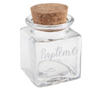 Générique - Pot CARRÉ BAPTÊME Bouchon LIÈGE 4X6CM Transparent