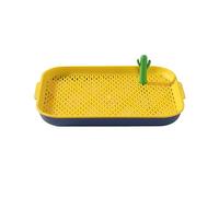 Générique Pot d'apprentissage de La Propreté pour Animaux de Compagnie, en Matériau Anti-éclaboussures, Portable et Antidérapant, Idéal pour Les Appartement, Bleu Jaune