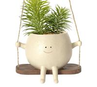 Générique Pot de Fleurs Balançoire, Jardinière À Suspendre, Mignon Pot de Fleurs en Résine, Pots de Fleurss en Résine avec Visage Sourire et Balançoire, Jardinières Murales, pour Intérieur Extérieur