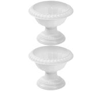 Générique Pot de Fleurs Romain en Plastique Blanc Lot de 2 Reliefs Style Urne Vintage pour Décoration Mariage et Fête Porche d'Entrée