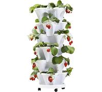 Générique Pot de Fleurs Vertical en Plastique à 6 Niveaux Empilable, Jardinière en Tour pour Fraises Poivrons et Plantes, Jardin Vertical IntéRieur et ExtéRieur
