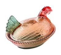 Générique Pot de rangement en verre - Verre de 17,5 cm, pot à bonbons en forme de poulet, sucrier coloré | Récipient décoratif de collation, charmant plat de bonbons au poulet avec couvercle, af