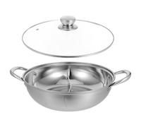 Générique Pot Multifonction en Acier Inoxydable Argenté Couvercle, Résistant la Rouille et Réutilisable, pour Fondue Chinoise à Deux Saveurs Cuisine