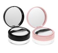 Générique Pot Poudre Maquillage Portable 20g X2 avec Miroir et Houppette, Boîtes Vides avec Tamis, Trousse de Maquillage de Voyage, Contenant pour Poudre Visage et Corps
