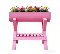 Générique Potager SuréLevé en Bois 2 Niveaux, JardinièRe ExtéRieure avec Trous D’éVacuation Et éTagèRe De Rangement pour Balcon Terrasse LéGumes Fleurs