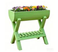 Générique Potager SuréLevé en Bois 2 Niveaux, JardinièRe ExtéRieure avec Trous D’éVacuation Et éTagèRe De Rangement pour Balcon Terrasse LéGumes Fleurs