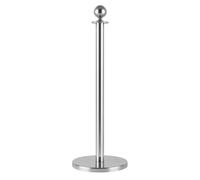Générique Poteau de Guidage à Tête Boule - Hauteur 90 cm - Finition Argent Chromé - Base Ø320 mm - Pour Cordon d’Accueil à Crochets