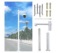 Générique Poteau de vidéosurveillance Blanc réglable avec Paratonnerre, Support de caméra de sécurité de 78 à 237 Pouces, segmenté en 2 ou 3 Sections pour la Surveillance Domestique, Durable pour Une
