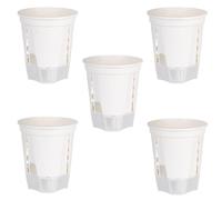 Générique Pots À Arrosage Automatique pour D'intérieur - Ensemble De Jardinières De Fleurs 5 Pièces | Trous De Drainage Intégrés | Design Moderne en ABS 15-18 Cm | Finition Haute Brillance