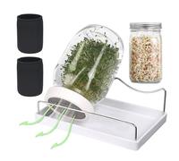 Générique Pots De Germination De - Ensemble De 2 Pots en Verre De 950 ML, Récipient À Large Ouverture, Couvercles De Germination en Acier Inoxydable | Kit De Bac D'égouttage À Manches Occultantes