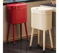 Générique Poubelle De Cuisine Grande Capacité Avec Couvercle À Pression - Conception À Pied Haut, Poubelle Verticale À L'Épreuve Des Animaux, Poubelle Fine Pour Petits Espaces(White)