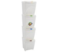 Générique Poubelles à ordures empilables 4 pcs Blanc 100 L Polypropylène,Maison & Jardin,Produits ménagers,Conditionnement des déchets,Poubelles & corbeilles à déchets,Blanc,3.79 KG,152201