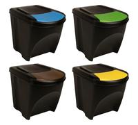 Générique Poubelles empilables 4 pcs Anthracite 100 L,Poubelles & corbeilles à déchets,4.16KG-316185