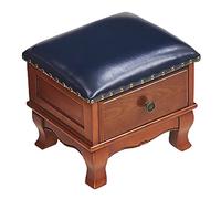 Générique Pouf Coffre en Bois Massif avec tiroir, Petit Pouf Cube Repose-Pieds, Pouf en Cuir avec Rangement, Pouf Vintage pour Salon, Chambre, entrée - C 35 x 30 x 30 cm (14 x 12 x 12 Pouces