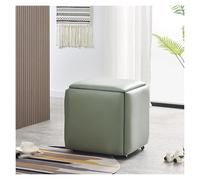 Générique Pouf Cube Gigogne 5 en 1, Chaise Et Tabourets Empilables | Convient aux salons, salles à manger, chambres, bureaux et cuisines.(Light green,45*45*45CM)