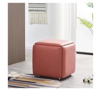 Générique Pouf Cube Gigogne 5 en 1, Chaise Et Tabourets Empilables | Convient aux salons, salles à manger, chambres, bureaux et cuisines.(Light pink,45*45*45CM)