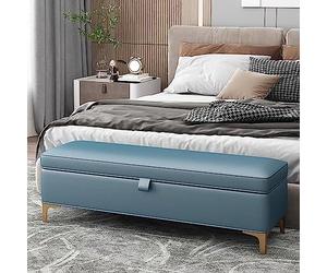 Générique Pouf de Rangement rectangulaire en Similicuir, Banc de Rangement capitonné avec Couvercle Amovible, Pouf en Similicuir avec Rangement, Banc d'entrée rembourré, Repose-Pieds pour ta