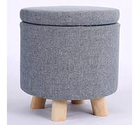 Générique Pouf de Rangement Rond pour Salon, Coffre de Rangement Bas en Coton et Lin, Repose-Pieds de canapé empilable, Tabouret à Langer pour entrée Chambre-Ⅰ-13,8 * 13 Pouces