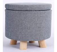 Générique Pouf de Rangement Rond pour Salon, Coffre de Rangement Bas en Coton et Lin, Repose-Pieds de canapé empilable, Tabouret à Langer pour entrée Chambre-Ⅰ-12,6 * 12,2 Pouces
