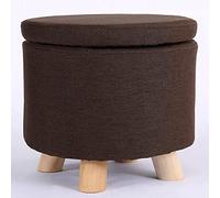 Générique Pouf de Rangement Rond pour Salon, Coffre de Rangement Bas en Coton et Lin, Repose-Pieds de canapé empilable, Tabouret à Langer pour entrée Chambre-Marron foncé-12,6 * 12,2 Pouces