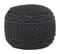 Générique Pouf Fait à la Main en macramé Anthracite 45x30 cm Coton,Poufs,3.6KG-324005