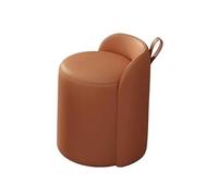 Générique Pouf pivotant à 360° avec Dossier Bas, Chaise de Coiffeuse Ronde en Cuir, Repose-Pieds, Tabouret rembourré pour Salon, Petits espaces, Pratique (Orange)