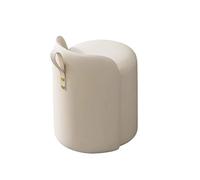 Générique Pouf pivotant à 360° avec Dossier Bas, Chaise de Coiffeuse Ronde en Cuir, Repose-Pieds, Tabouret rembourré pour Salon, Petits espaces, Pratique (Blanc)