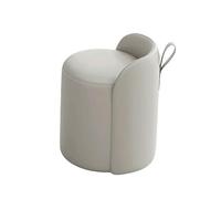 Générique Pouf pivotant à 360° avec Dossier Bas, Chaise de Coiffeuse Ronde en Cuir, Repose-Pieds, Tabouret rembourré pour Salon, Petits espaces, Pratique (Gris Clair)