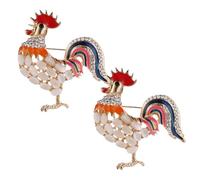 Générique Poulet Bijou en Alliage et Émail Animalière, Lot de 2 Pièces, Design Unique et Solide, Accessoire Mode pour Femmes