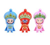 Générique Poupée Figurine D'opéra du Sichuan Changeant de Visage 3pcs en PVC Décoration de Table Souvenir Commémoratif du Nouvel an Style Chinois Classique Couleur Couleur Aléatoire