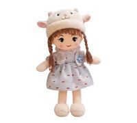 Générique Poupée Peluche Douce 45cm pour Enfants, Jouet Câlin avec Robe et Chapeau, Cadeau Anniversaire pour Fille (Bleu)