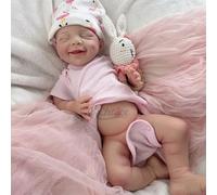 Générique Poupée Reborn Fille en Silicone 44 cm - Corps Entier Lesté 2,7 kg, Sourire Apaisant et Membres Articulés, Nouveau-Né Ultra Réaliste à Collectionner (#1)