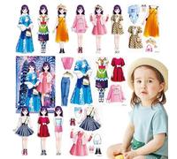 Générique Poupées à Habiller magnétiques - Jouets de Puzzle de Jouet d'habillage magnétique Portable,Livre d'habillage réutilisable, Design de Mode, Princesse fiable, en Papier pour Filles