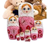 Générique Poupées Gigognes - 10 Pièces Jouets en Bois Peints À La Main,Poupées Russes pour | pour Fêtes Soirées Bureaux Voiture Maison Salon Chambre Salle de t École Scolaire