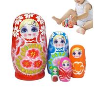 Générique Poupées Gigognes Russes Set de 5 Pièces en Bois Peint avec Fleurs