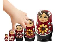 Générique Poupées Russes Gigognes | 5 Pièces Figurines Main Peintes à La Main Sculpture Bois,Ornement de Table Modèle Bois Compact pour Entrée Chambre Enfant Salon Décor de Fêtes Présentation
