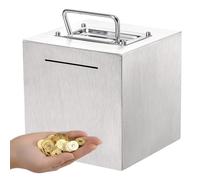 Générique Pour Adultes - 15 cm Acier Inoxydable Grand Coffre Incassable - Boîte à Économies - Pour Noël Occasions Spéciales Thanksgiving Nouvel An Entreprise Bureaux Bureau Salon