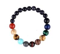 Générique Pour Breloques Cadeau Inoxydable Bracelet Bijoux Système perlé Stone bracelet planète sur le thème Natural Unquie Huit bracelets Acier Et Bracelet Messages Mm Bijoux (Black, One Size)