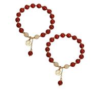 Générique Pour Empilable Bracelet Bracelet De Bijoux Charm Bangle Meditation Decor Wealth For Good Fortune Cadeau Perles Cadeau Plusieurs Anneaux (Red*2, One Size*2)
