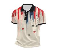 Générique pour Homme Modèle Patriotique Fête Indépendance Classique Manches Courtes Confection Quotidienne (Beige, XXXL)