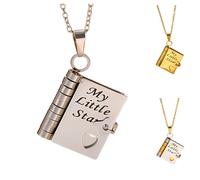 Générique Pour ma fille - Collier Livre Ma Fille Incroyable, Cadeau pour fille, Collier Livre Ajustable Argent Or avec 6 Pages Gravées. (Argent)