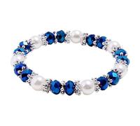 Générique Pour Poignet Bracelet Avec Perlé Bijoux Pearl Bracelet Bracelet Women Jewelry Birthday Rose Et Anneaux (Blue, One Size)