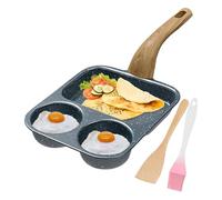 Générique pour œufs - de petit-déjeuner en 3 sections avec spatule et pinceau | à frire à poignée résistante à la chaleur pour omelette, bacon, préparation des repas et cuisine quotidienne, br