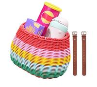 Générique pour Vélo, en Osier pour Vélo Enfant avec Fixation Guidon, Accessoire Tressé Détachable pour Pique- Nique, Plage, Parc, École, Jardin et Sorties Extérieures