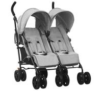 Générique Poussette à Deux Places Gris Clair Acier,Poussettes pour bébés,14.4KG-10235