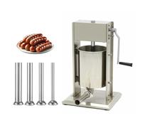 Générique Poussoir à Saucisses Manuel Vertical 10L INOX - Remplissage Précis avec 4 Tubes - 2 Vitesses, Cuve Démontable - Idéal pour Charcuterie Artisanale et Cuisine Pro