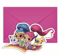 generique PR89740 Lot de 6 Invitations et enveloppes Shimmer et Shine Taille Unique Multicolore