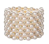 Générique Practical and ProfessionalLarge Déclaration Bracelets Perlés Bracelets pour Femmes Strass Perle Bracelet Réglable Manchette Bijoux De Mariage